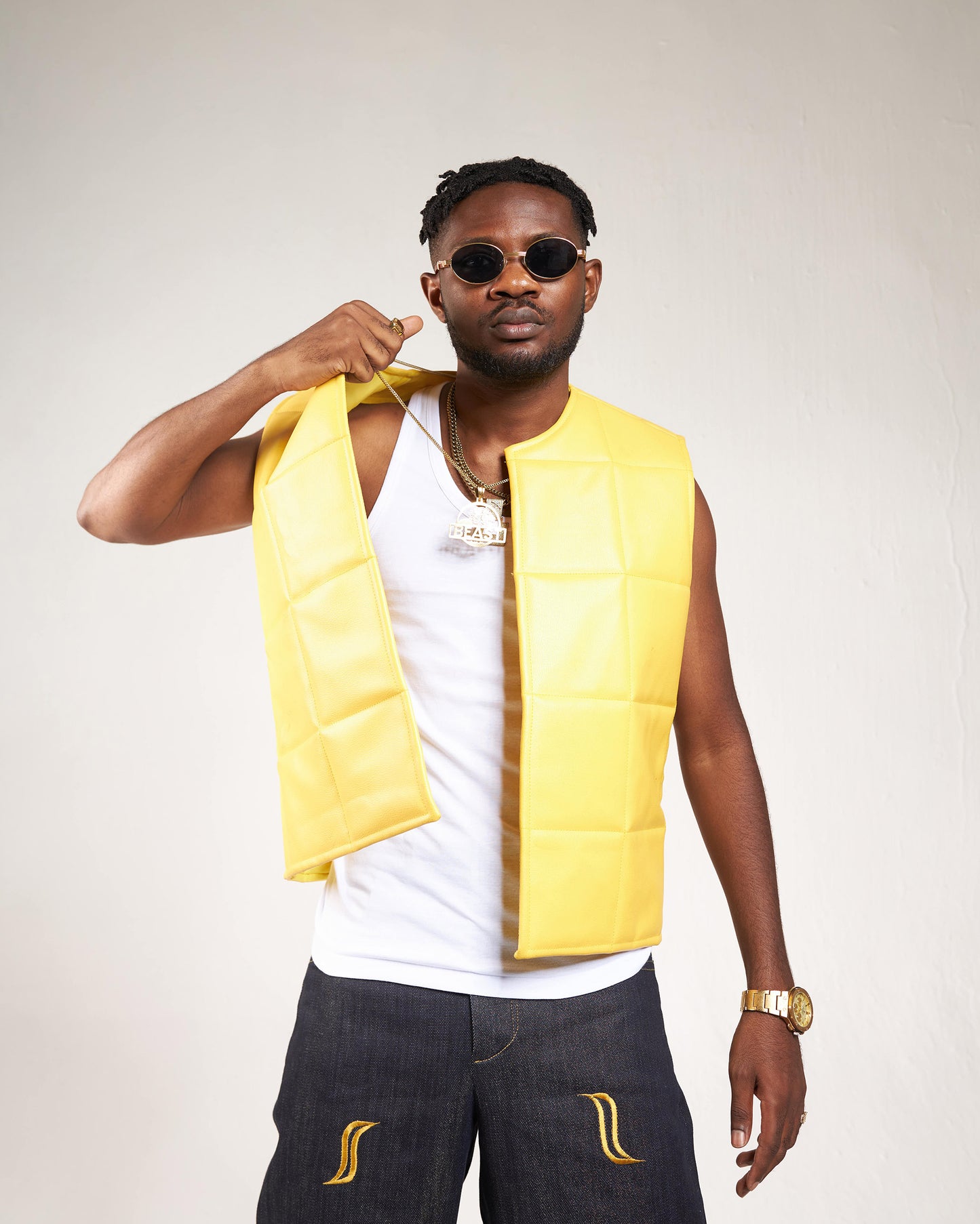 Puffer Leather Vest - Jacket