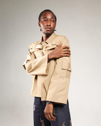 Custom 4 Pockets Khaki Jacket - Streetwear Must Have
