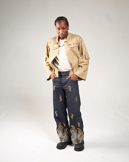 Custom 4 Pockets Khaki Jacket - Streetwear Must Have