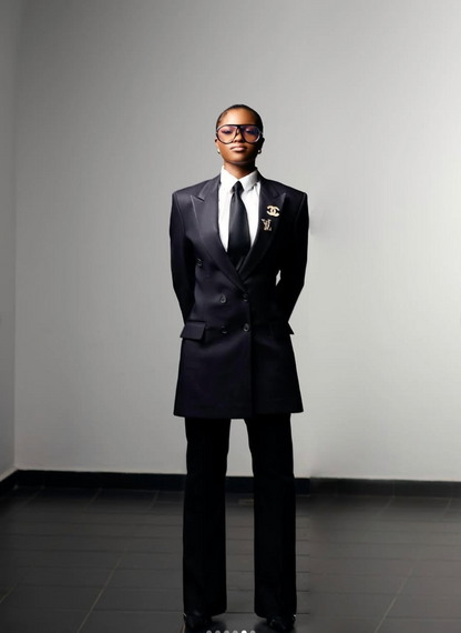 Sleek Double-Breasted Longline Blazer